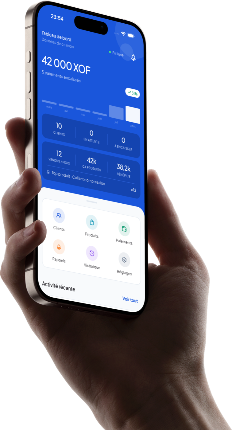 KomKom app — payment collection dashboard