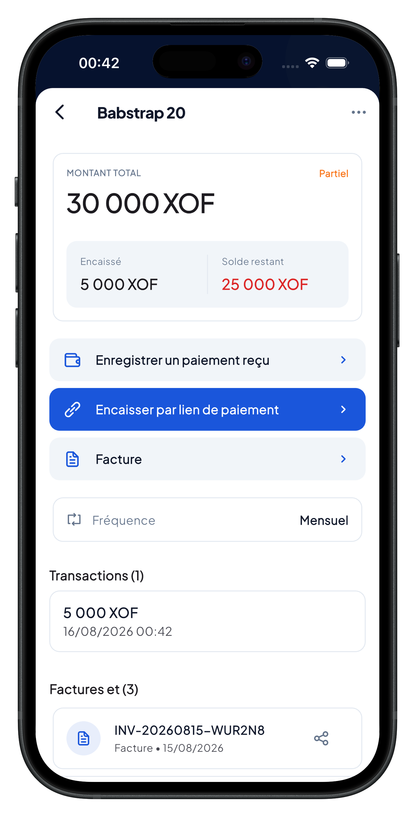 Détail du paiement